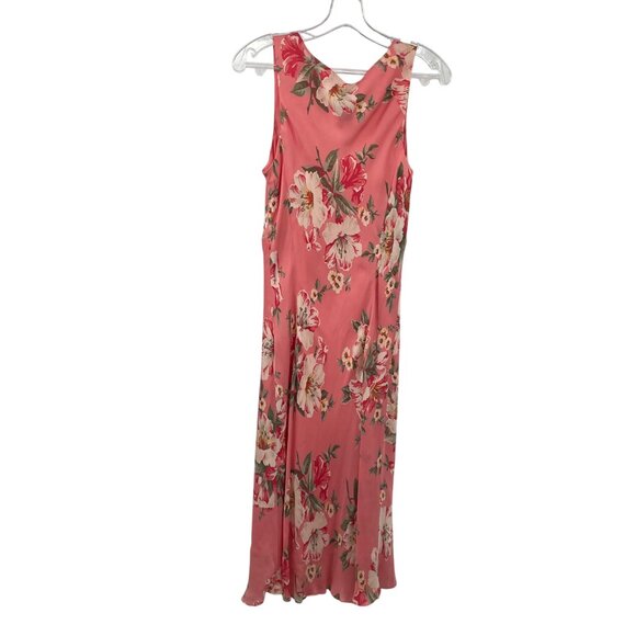 Jones New York Signature Silk Blend Floral Midi Slip Dress Pink/Multi Size 10 - Picture 7 of 8